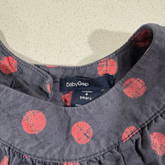 Baby Gap Toddler 4T Polka Dot Navy Dress 100% Cotton - Picture 3 of 5